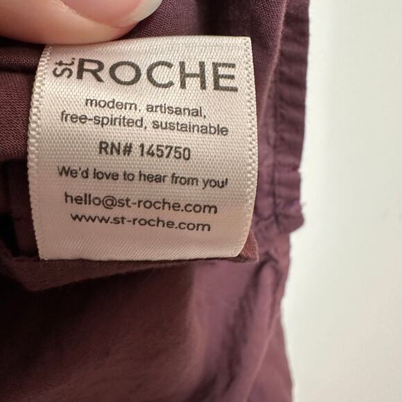 St. Roche Clair Top in Rasin Plum Purple Peasant Long Sleeve High Neck 4 - Picture 4 of 9